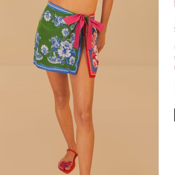Brand New Farm Rio Floral Elegance Wrap Mini Skirt - Picture 3 of 5